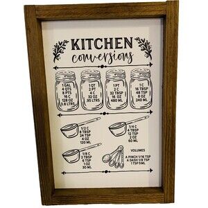Kitchen Measurement Conversions Plaque Gallons TBSP TSP Decorative Useful